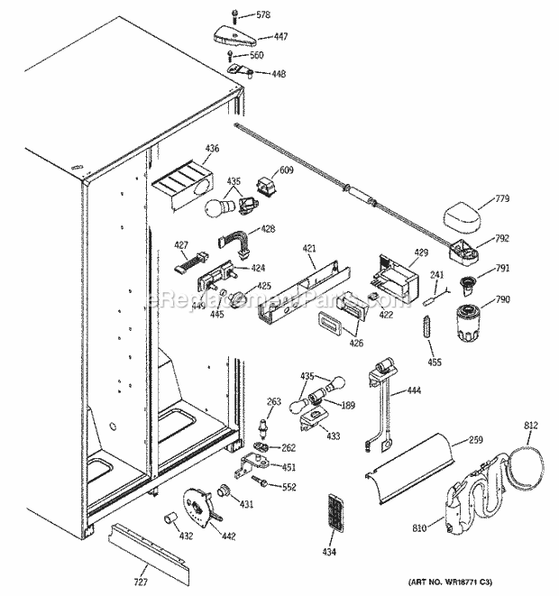 GE ESS22XGMAWW Refrigerator Fresh Food Section Diagram