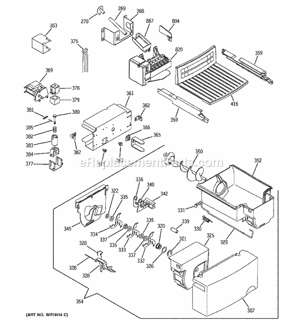 GE ESS22XGMCBB Refrigerator Ice Maker & Dispenser Diagram