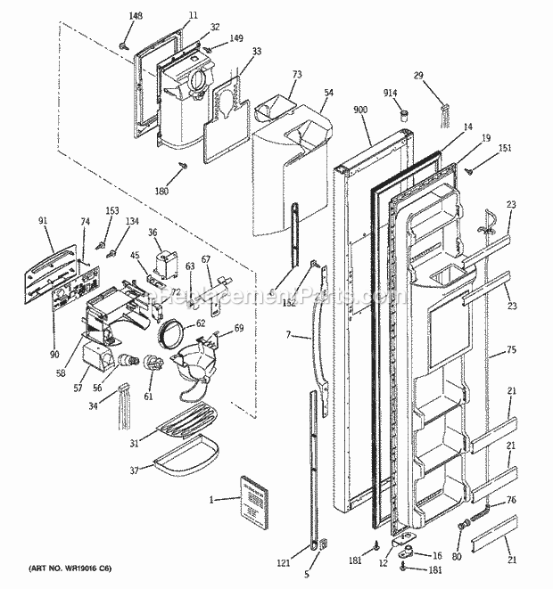 GE ESS22XGMCWW Refrigerator Freezer Door Diagram