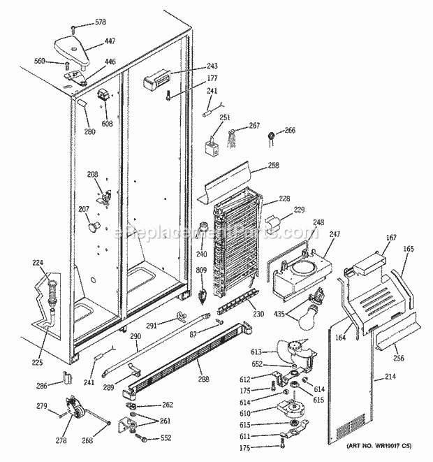 GE ESS22XGMCWW Refrigerator Freezer Section Diagram