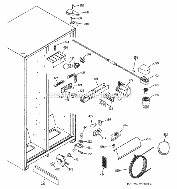 GE ESS22XGMCWW Refrigerator Fresh Food Section Diagram