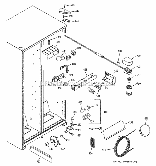 GE ESS22XGMDWW Refrigerator Fresh Food Section Diagram