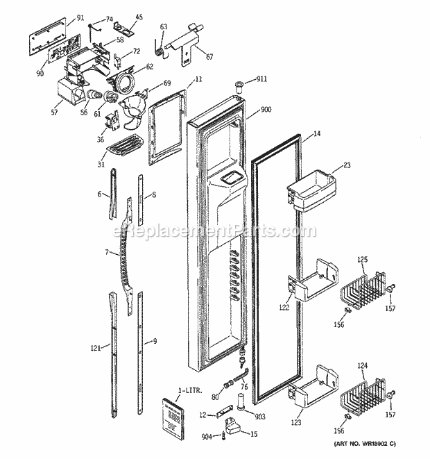 GE ESS25LGMBWW Refrigerator Freezer Door Diagram