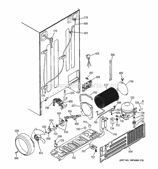 GE ESS25LGMBWW Refrigerator Unit Parts Diagram