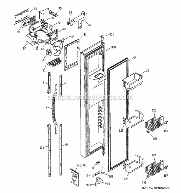 GE ESS25LGMEBB Refrigerator Freezer Door Diagram