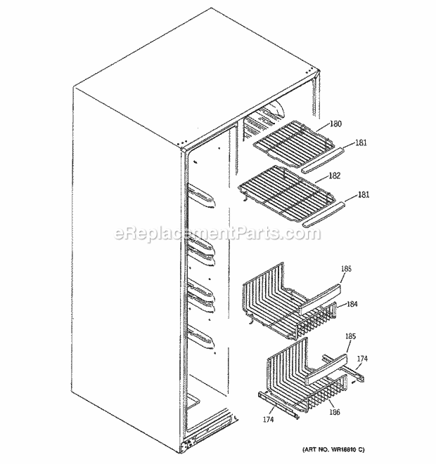 GE ESS25LGMEBB Refrigerator Freezer Shelves Diagram