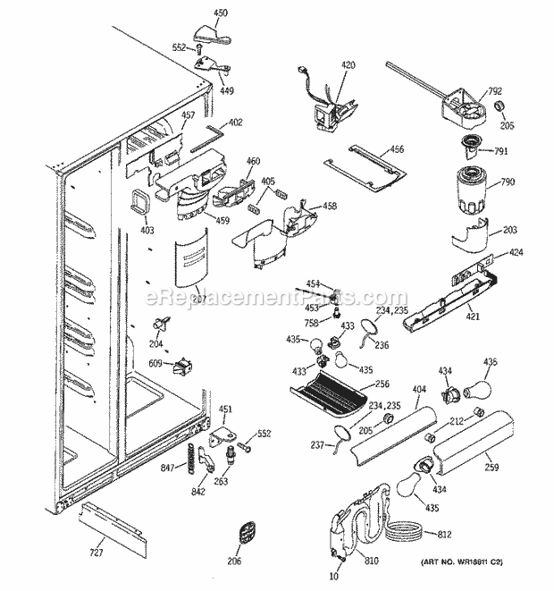 GE ESS25LGMEBB Refrigerator Fresh Food Section Diagram