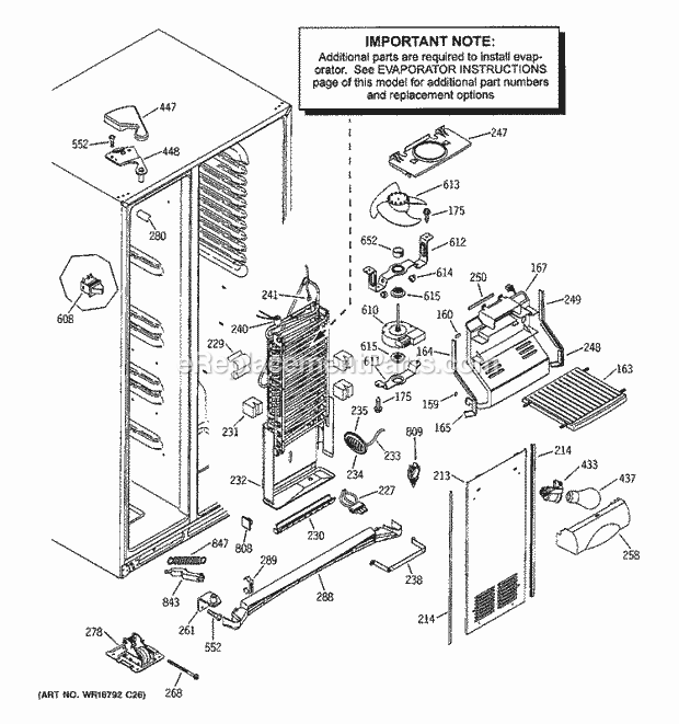 GE ESS25LGMEWW Refrigerator Freezer Section Diagram