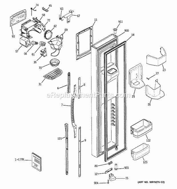 GE ESS25LSPABS Refrigerator Freezer Door Diagram