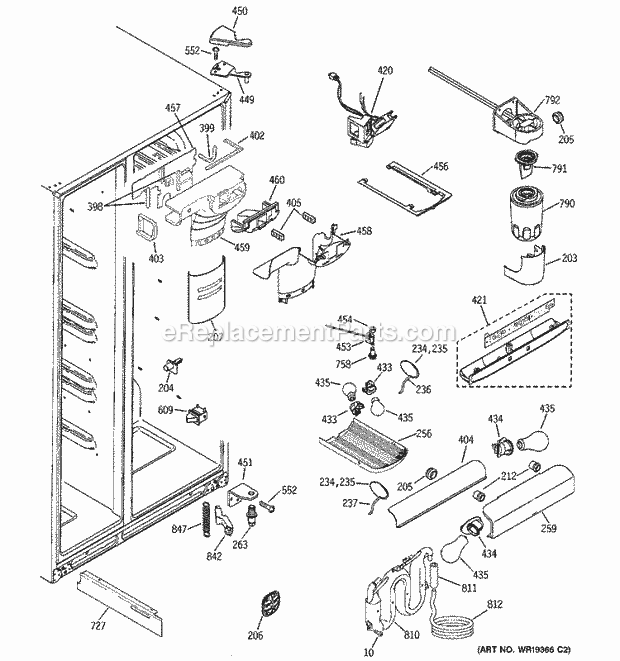 GE ESS25LSPABS Refrigerator Fresh Food Section Diagram