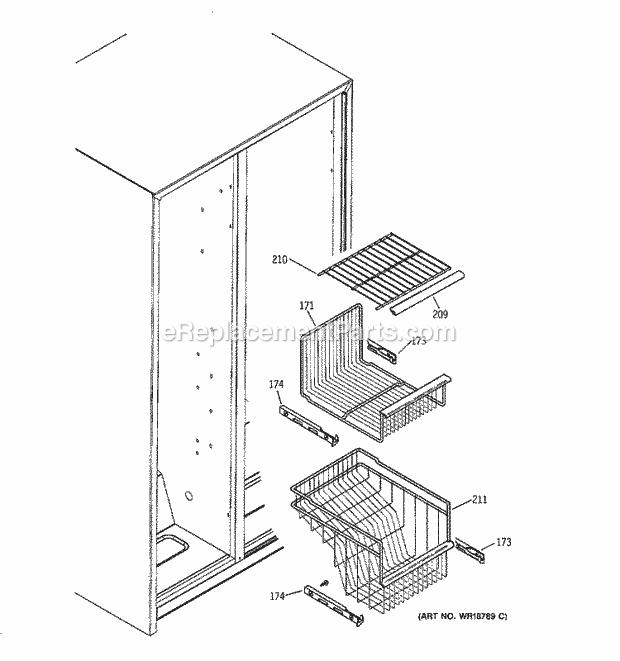 GE ESS25XGMABB Refrigerator Freezer Shelves Diagram