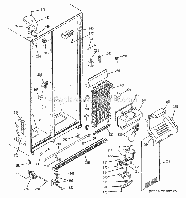 GE ESS25XGMCBB Refrigerator Freezer Section Diagram