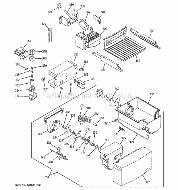 GE ESS25XGMCWW Refrigerator Ice Maker & Dispenser Diagram