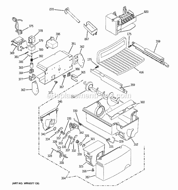 GE ESS25XGSAWW Refrigerator Ice Maker & Dispenser Diagram