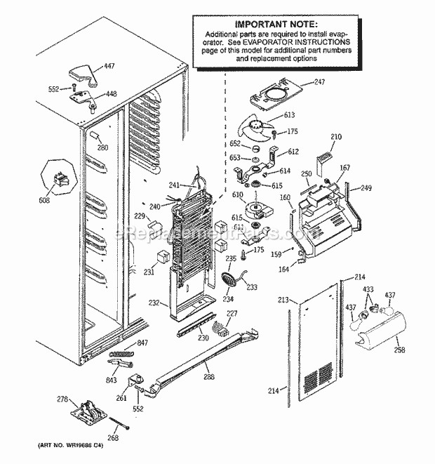 GE ESS25XGSBBB Refrigerator Freezer Section Diagram