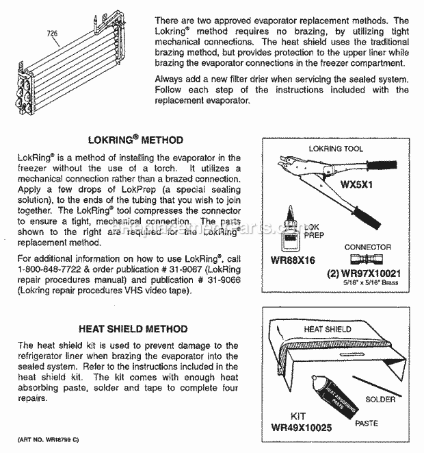 GE ETS19XBMCRBB Refrigerator Evaporator Instructions Diagram