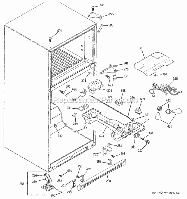 GE ETS19XBPARWW Refrigerator Fresh Food Section Diagram