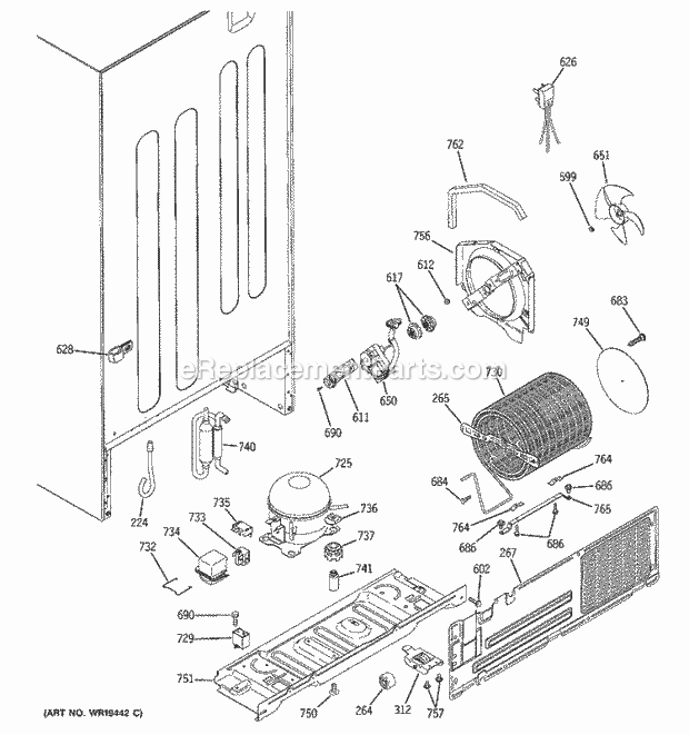 GE ETS22SBPBRBS Refrigerator Unit Parts Diagram