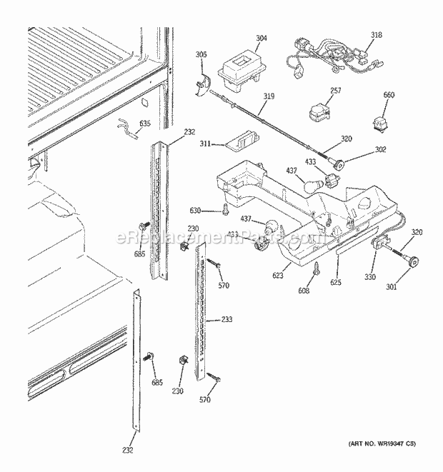 GE ETS22SBSBRSS Refrigerator Fresh Food Section Diagram