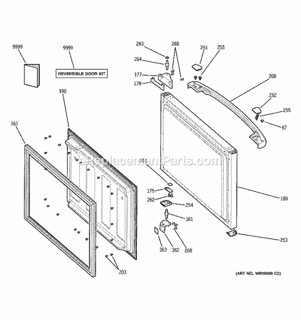 GE GBS18HBPBCC Refrigerator Freezer Door Diagram