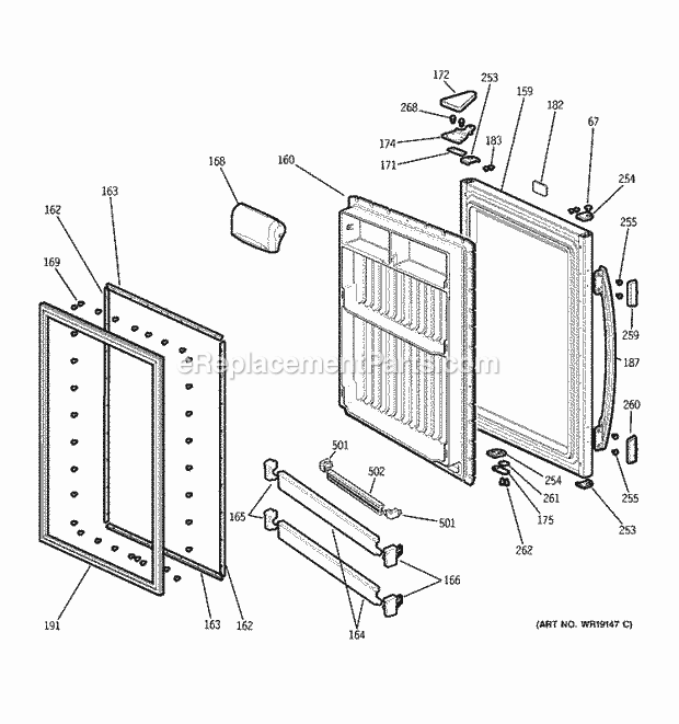 GE GBS18HBPBCC Refrigerator Fresh Food Door Diagram