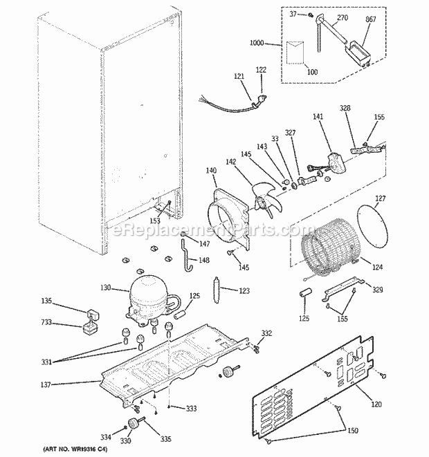 GE GBS18HBPBCC Refrigerator Unit Parts Diagram