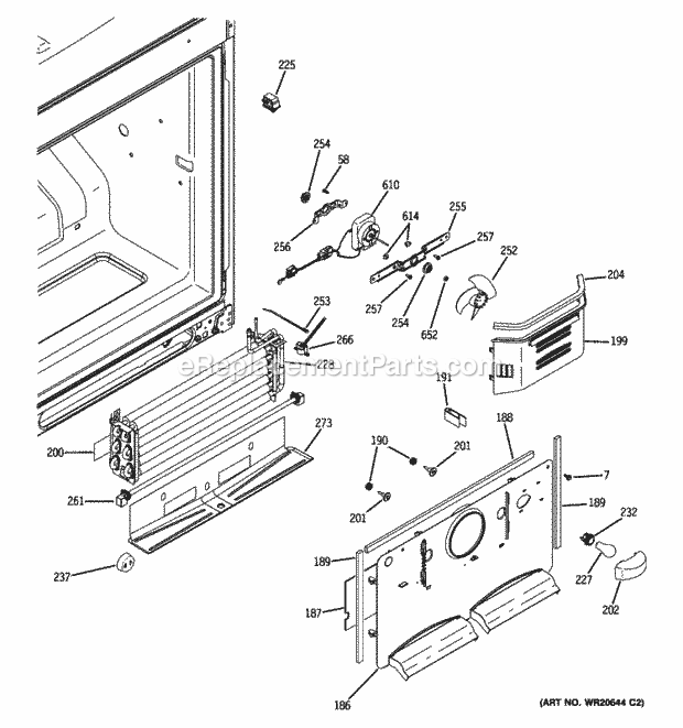 GE GBSC0HBXCRWW Freezer Section Diagram