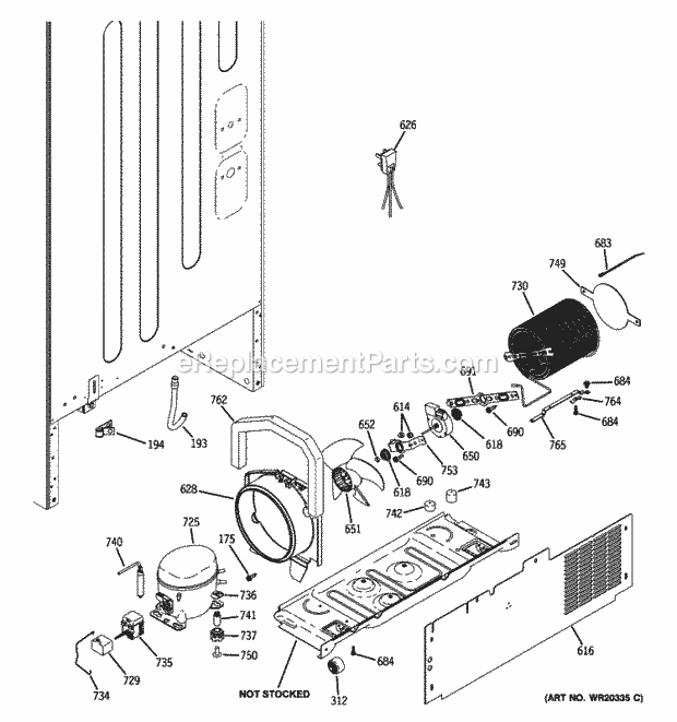 GE GBSC0HBXCRWW Machine Compartment Diagram