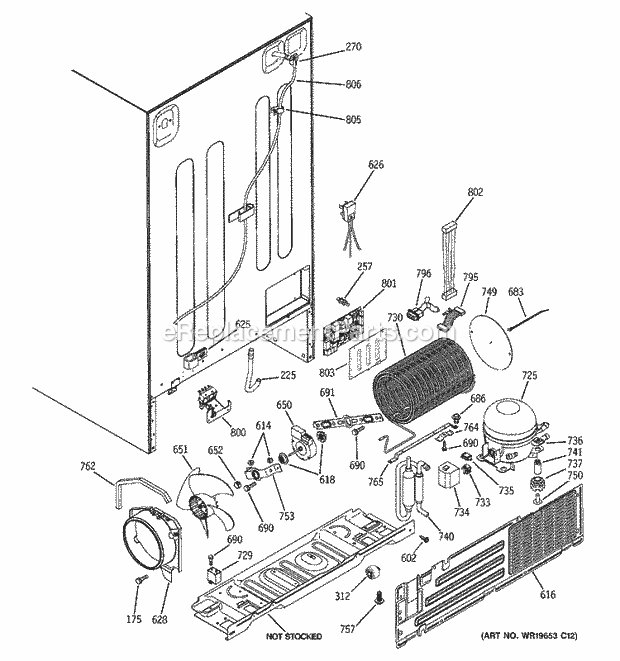 GE GCE21IETAFWW Refrigerator Sealed System & Mother Board Diagram