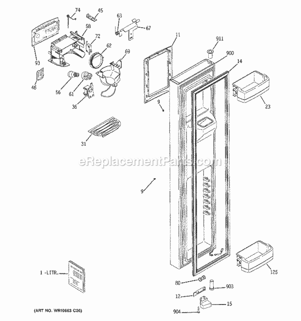 GE GCE21LGWAFNS Refrigerator W Series Freezer Door Diagram