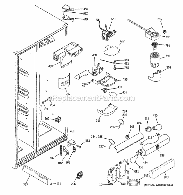 GE GCE21LGWAFNS Refrigerator W Series Fresh Food Section Diagram