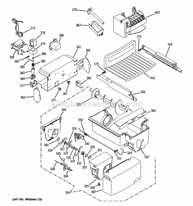 GE GCE21LGWIFWW Ice Maker & Dispenser Diagram