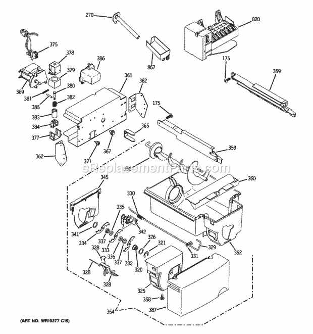 GE GCE21MGTIFWW Ice Maker & Dispenser Diagram