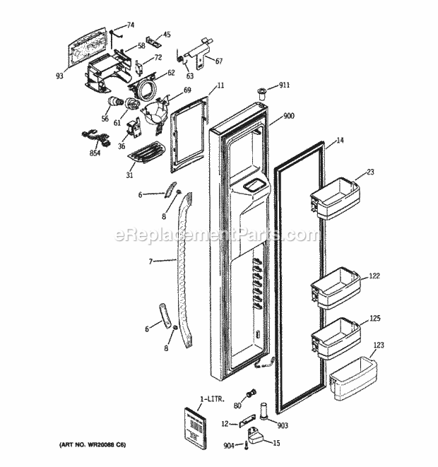 GE GCE21MGTJFWW Freezer Door Diagram