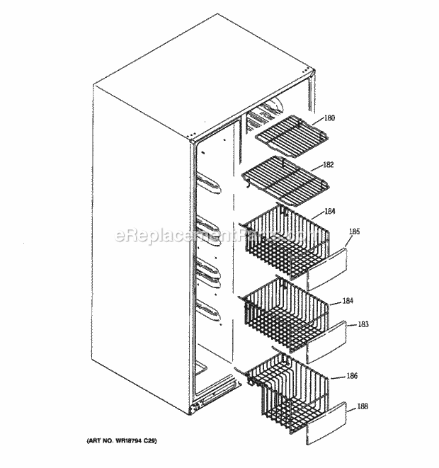 GE GCE21MGTJFWW Freezer Shelves Diagram