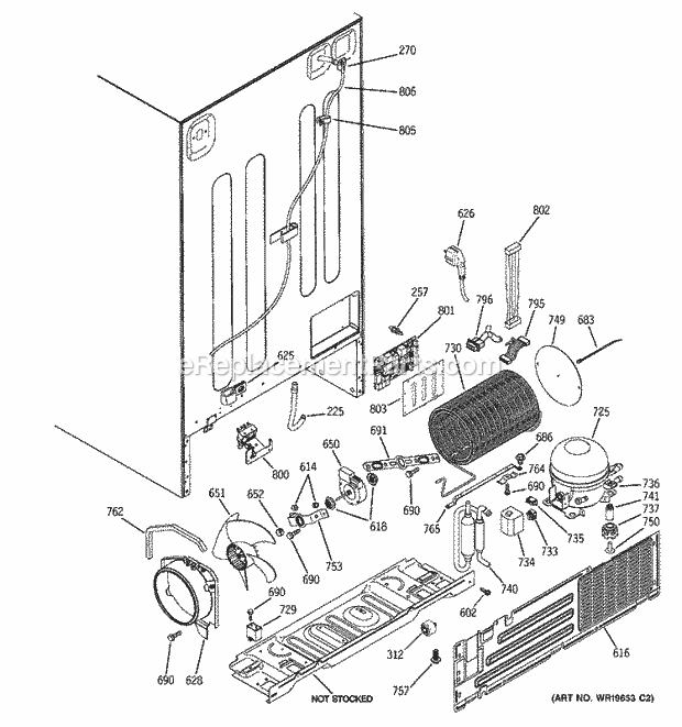 GE GCE21YETAFWW Refrigerator Sealed System & Mother Board Diagram