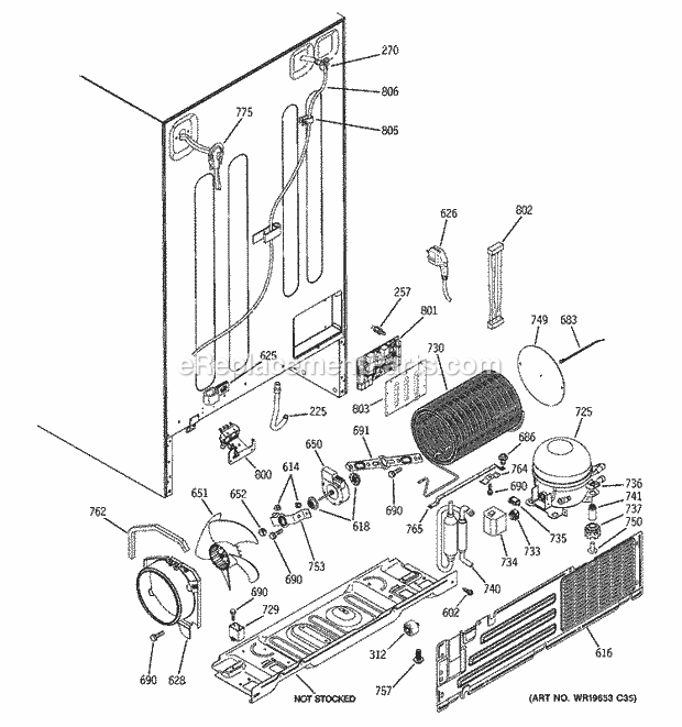 GE GCE21ZGTBFWW Refrigerator T Series Sealed System & Mother Board Diagram