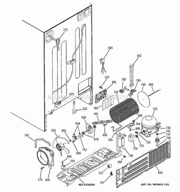 GE GCE23LBTBFWW Refrigerator T Series Sealed System & Mother Board Diagram