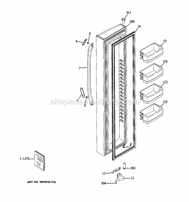 GE GCE23LBWHFWW Freezer Door Diagram