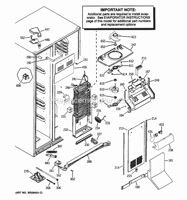 GE GCE23LBWIFWW Freezer Section Diagram