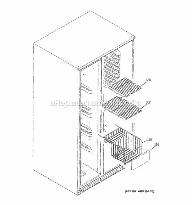 GE GCE23LGTBFBG Refrigerator T Series Freezer Shelves Diagram