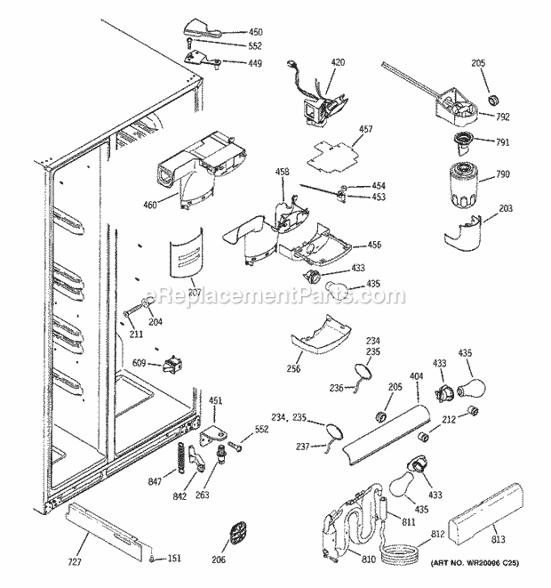 GE GCE23LGTBFBG Refrigerator T Series Fresh Food Section Diagram