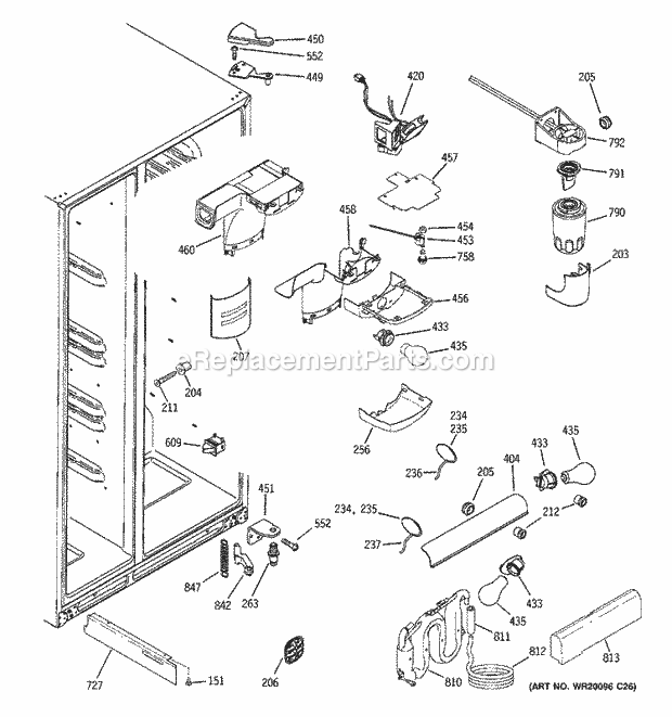 GE GCE23LGTBFSS Refrigerator T Series Fresh Food Section Diagram