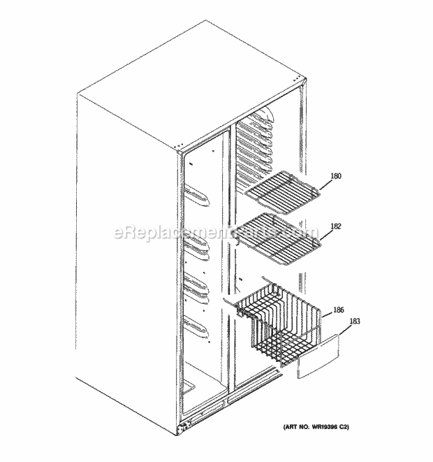 GE GCE23LGTIFAV Freezer Shelves Diagram