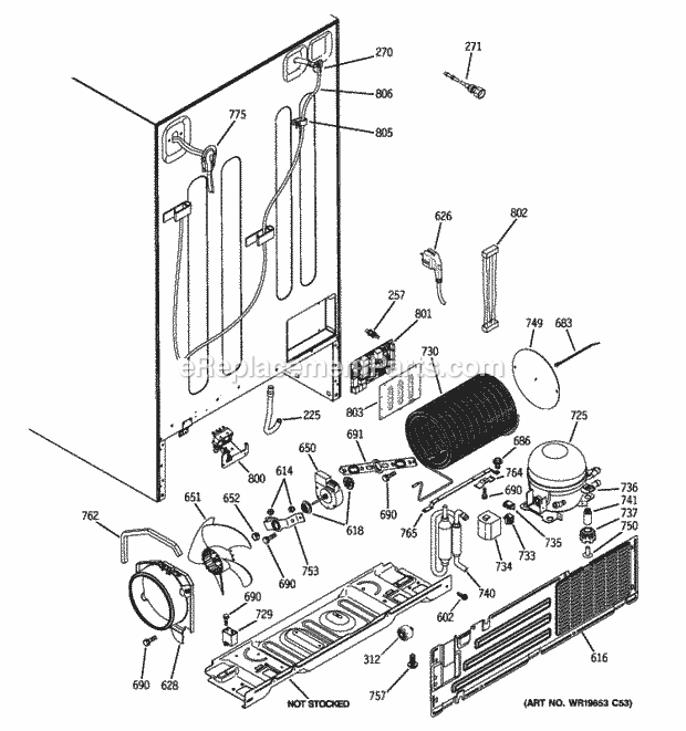 GE GCE23LGTIFAV Sealed System & Mother Board Diagram