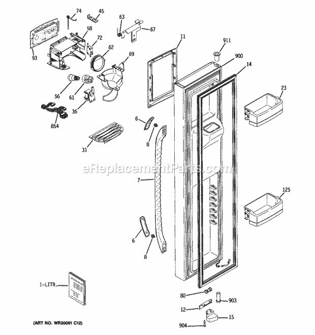 GE GCE23LGTJFBG Freezer Door Diagram