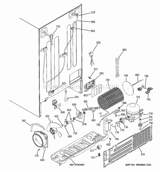 GE GCE23LGWAFAV Refrigerator W Series Sealed System & Mother Board Diagram