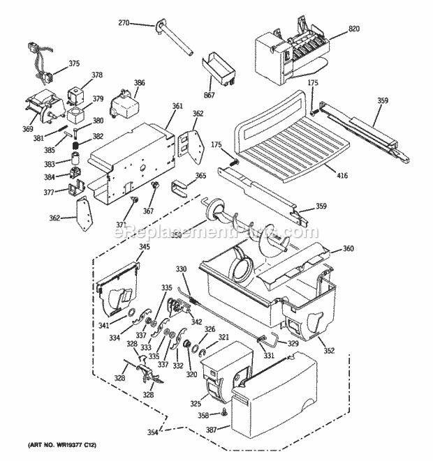 GE GCE23LGWHFBG Ice Maker & Dispenser Diagram