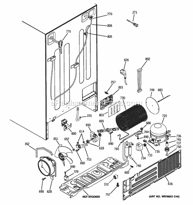 GE GCE23LGWHFBG Sealed System & Mother Board Diagram