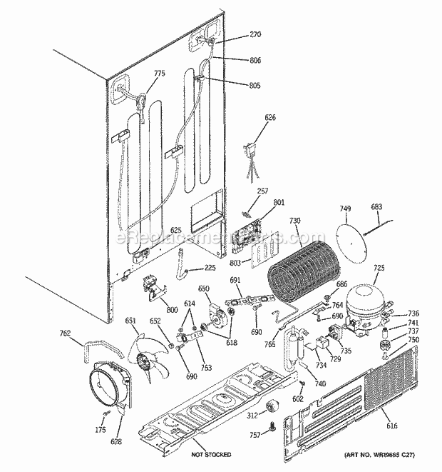 GE GCF23KGWCBB Refrigerator W Series Sealed System & Mother Board Diagram